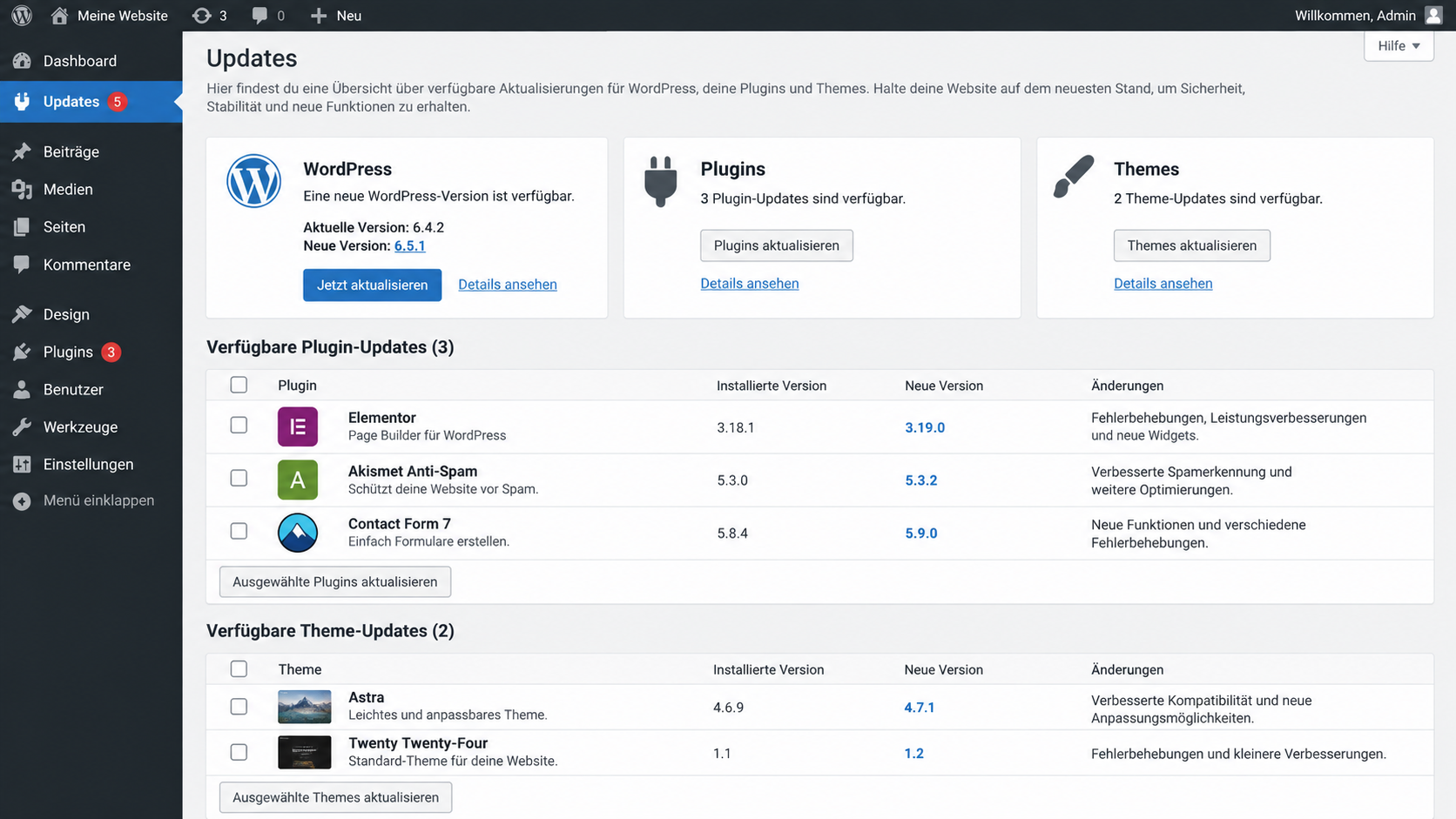 WordPress Plugins und Themes regelmäßig aktualisieren