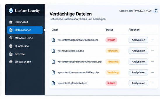 Verdächtige WordPress Dateien und Malware-Funde analysieren